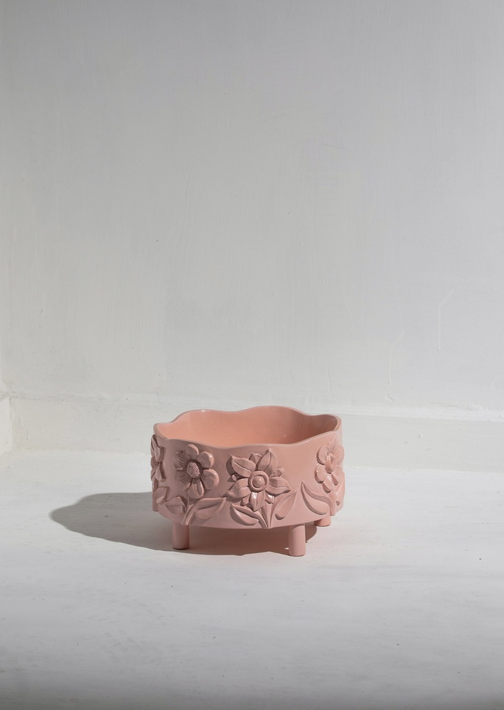 Davi Round Footed Serving Bowl Small Pink