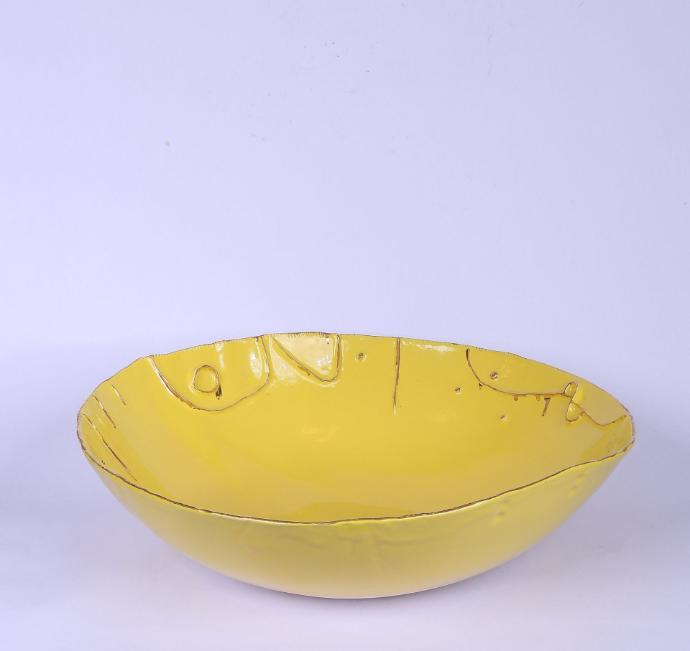 Ceramic Circle Deep Bowl Yellow