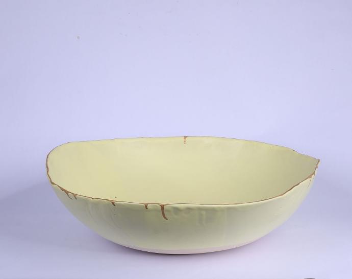 Ceramic deep bowl Yellow matte large