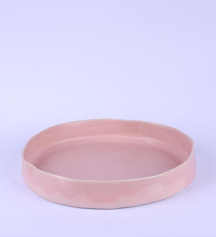 Ceramic Deep  Shallow  Matt Pink Large With Gold