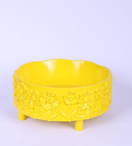 Davi Round Footed Serving Bowl Yellow Small