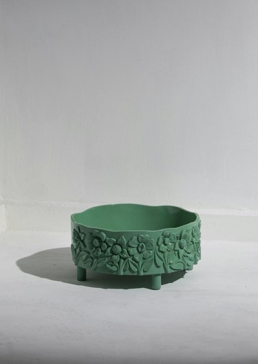 Davi Round Footed Serving Bowl Medium Green