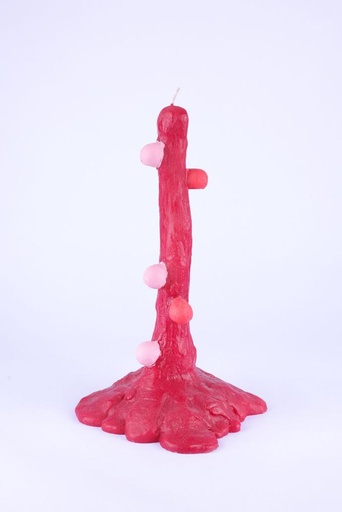 Felize Candle Red With Orange And Pink Dots