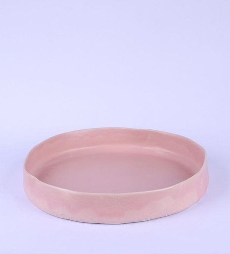 Ceramic Deep  Shallow  Matt Pink Large With Gold
